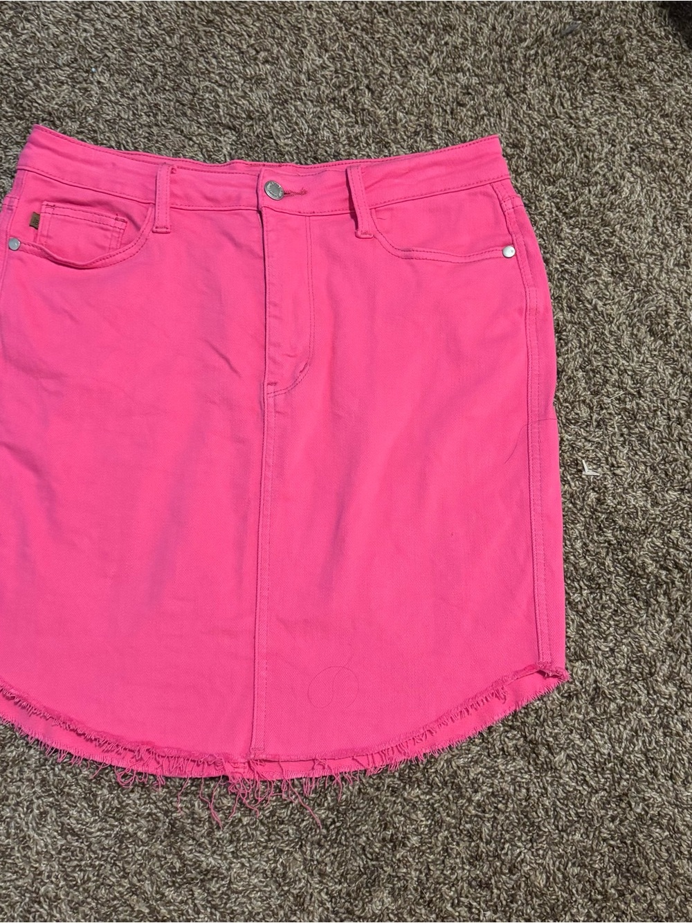 Judy Blue Hot Pink Barbie Girly Denim Mini Skirt L